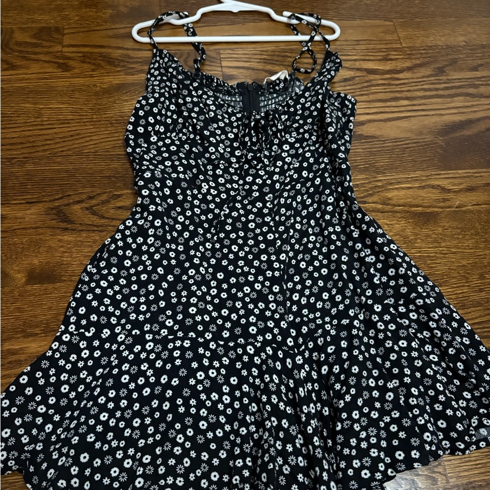 Floral Black and White Women's Dress